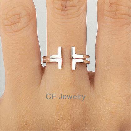 Open Cuff Ring Silver Architecture Ring Gold Cuff..