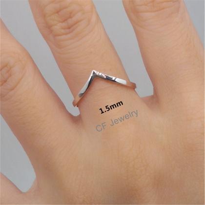Double Chevron Ring Silver Wishbone Ring Rose Gold..