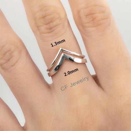1.3mm Silver Chevron Ring Gold Chevron Ring Rose..