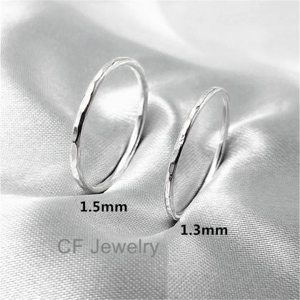 3.5mm Hammered Wedding Band Silver Hammered Ring..