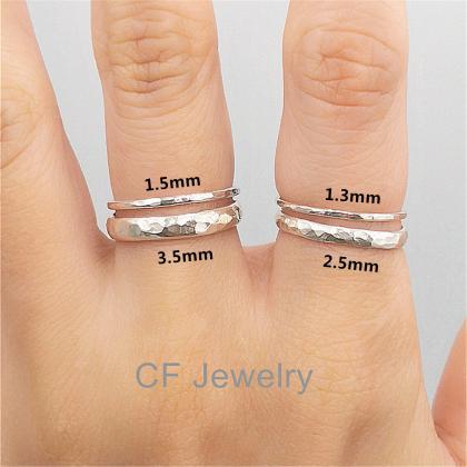 3.5mm Hammered Wedding Band Silver Hammered Ring..