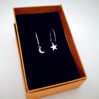 Moon And Star Hoop Earrings In Gold, Rose Gold,..