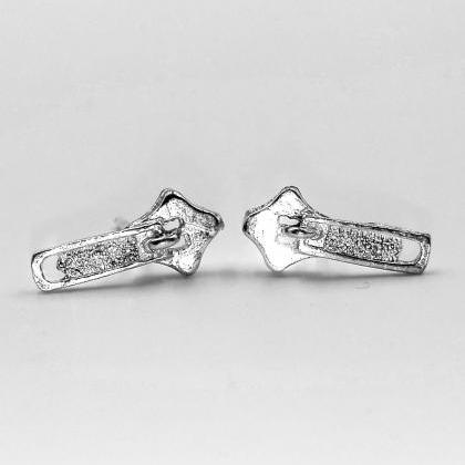 Sterling Silver Zip Earrings Stud Earrings Women..