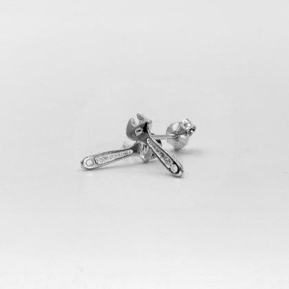 Tiny Wrench Stud Earrings, Dainty Wrench Stud..