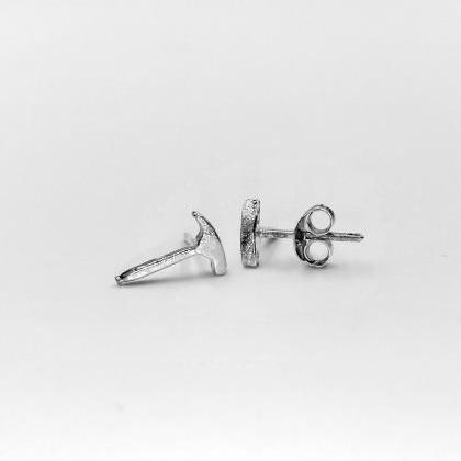 Sterling Silver Hammer Stud Earrings With Simple..