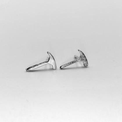 Sterling Silver Hammer Stud Earrings With Simple..