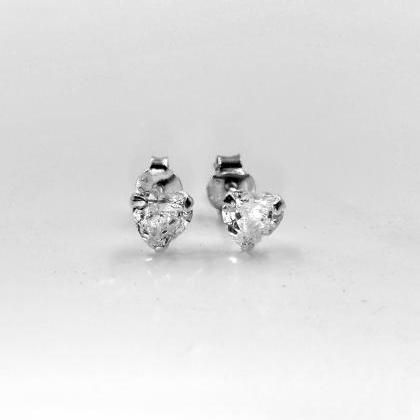 Silver Earrings Diamond, Heart Earrings, Love..