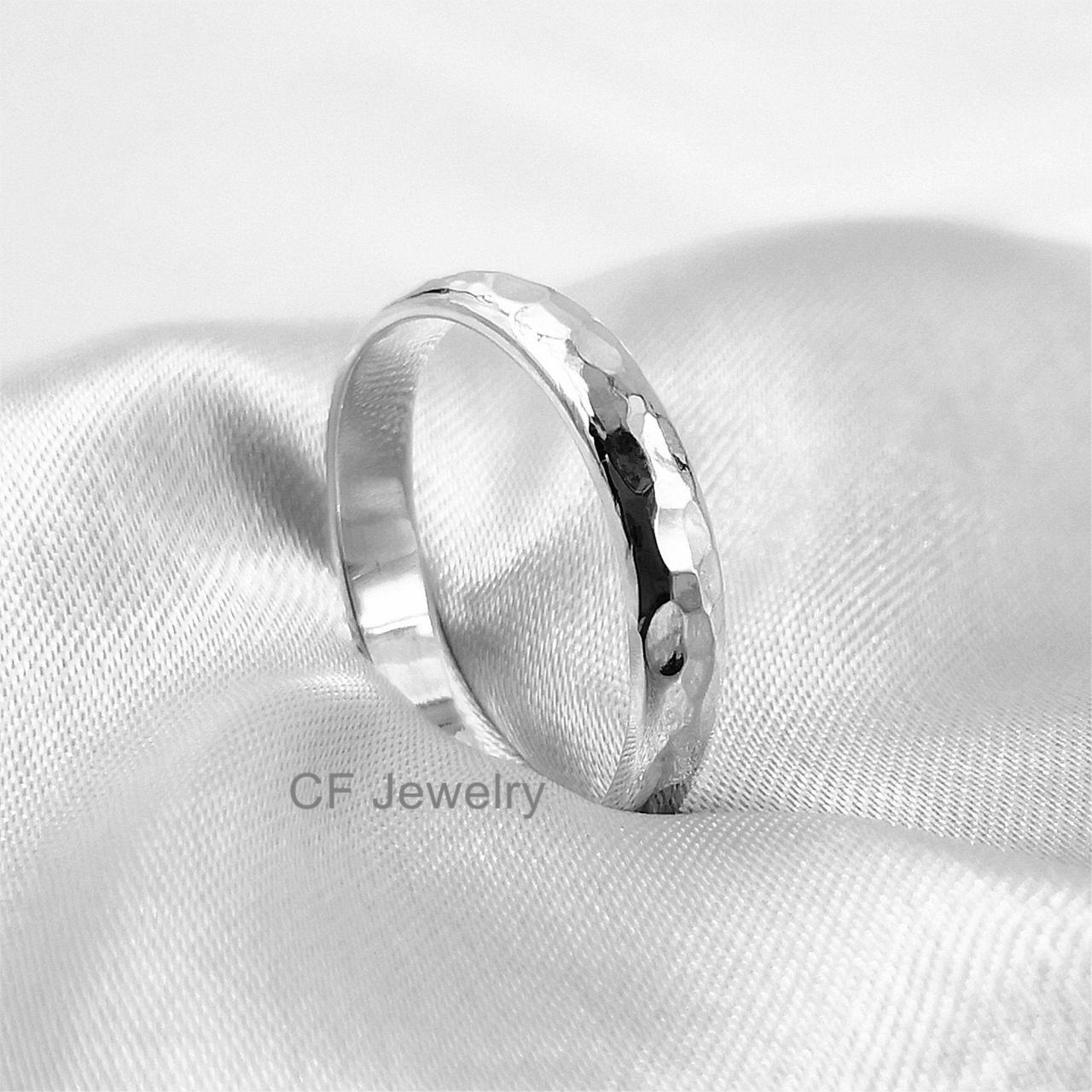 3.5mm Hammered Wedding Band Silver Hammered Ring Band Mens Hammered Ring Women Hammered Band Engagement Ring Sterling Silver Hammered Rings