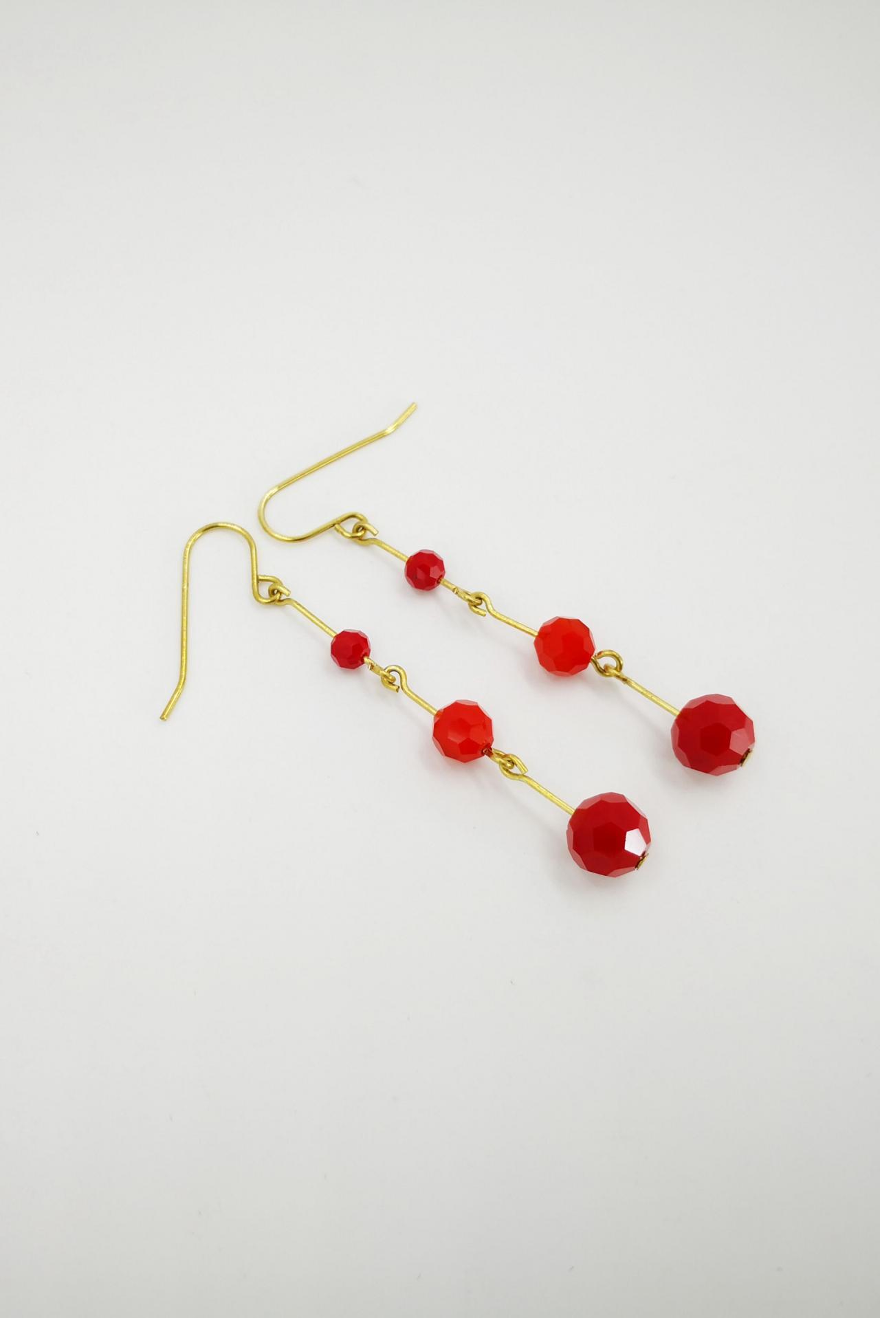 Elegant Earrings Beaded Minimalist Earrings Red Earrings White Earrings Boho Long Earrings Dangle Earrings