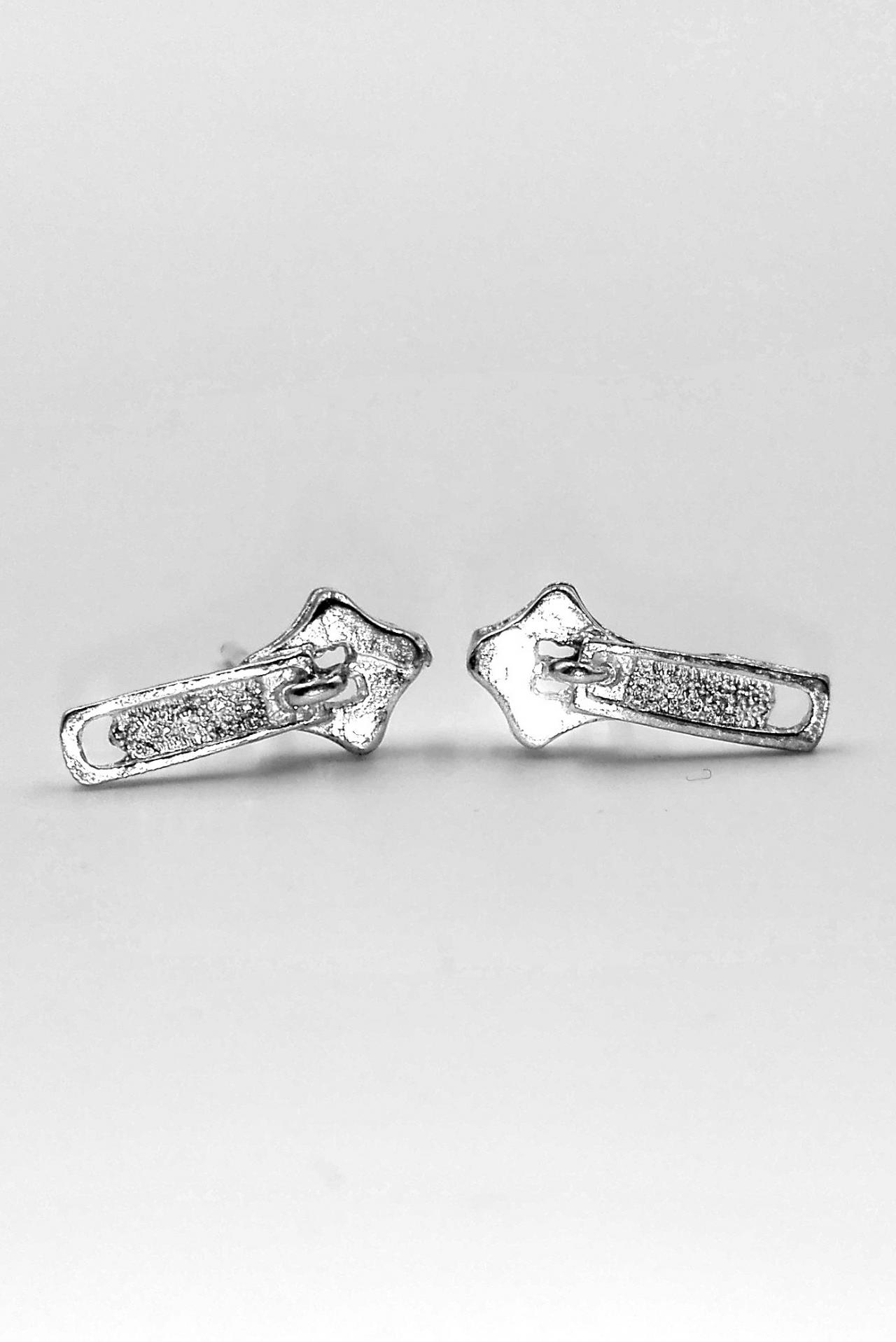 Sterling Silver Zip Earrings Stud Earrings Women Silver Jewelry Gift For Her Zipper Silver Earrings For Women Gift Fashion Earrings Jewelry