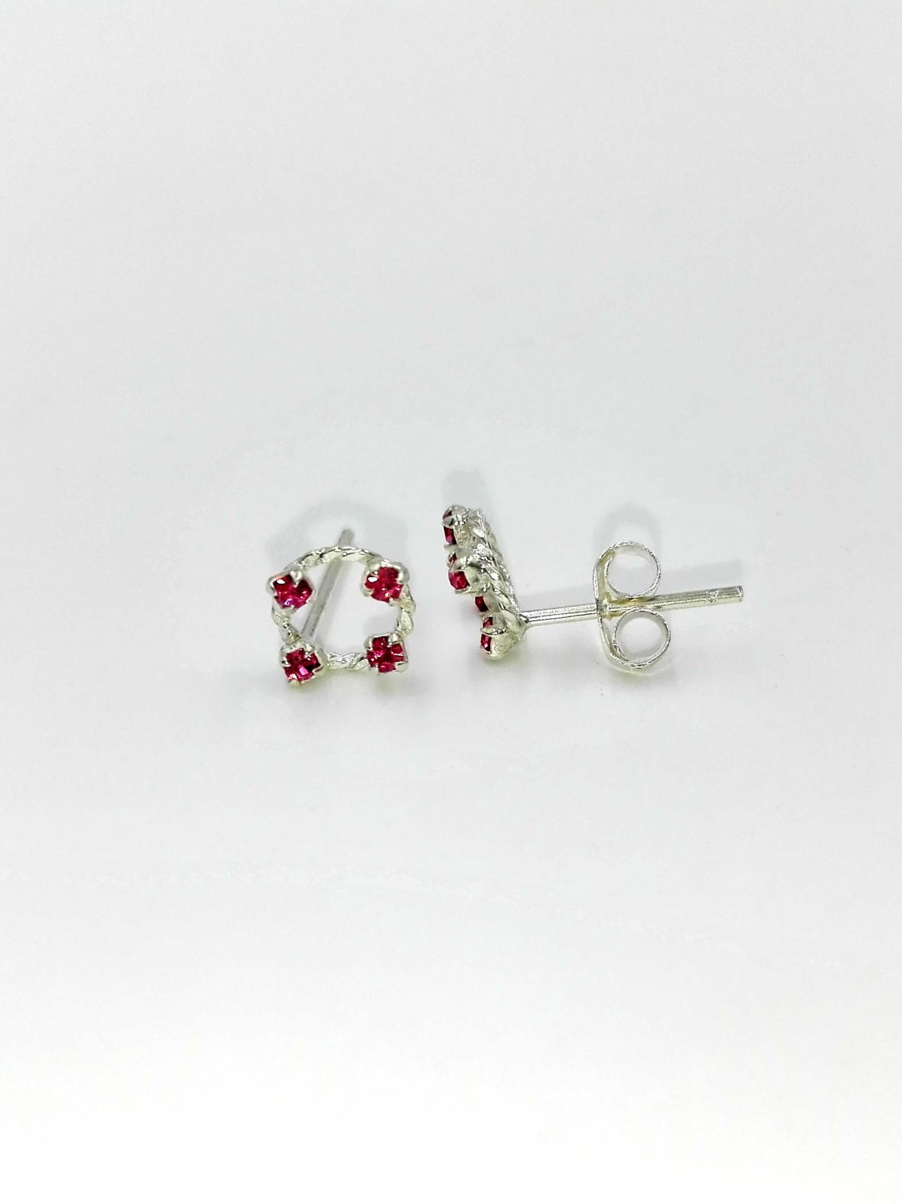 Silver Earrings Diamond, Ruby Earrings, Crystal Earrings, Gemstone Earrings, Round Earrings, Tiny Earrings, Everyday Earrings