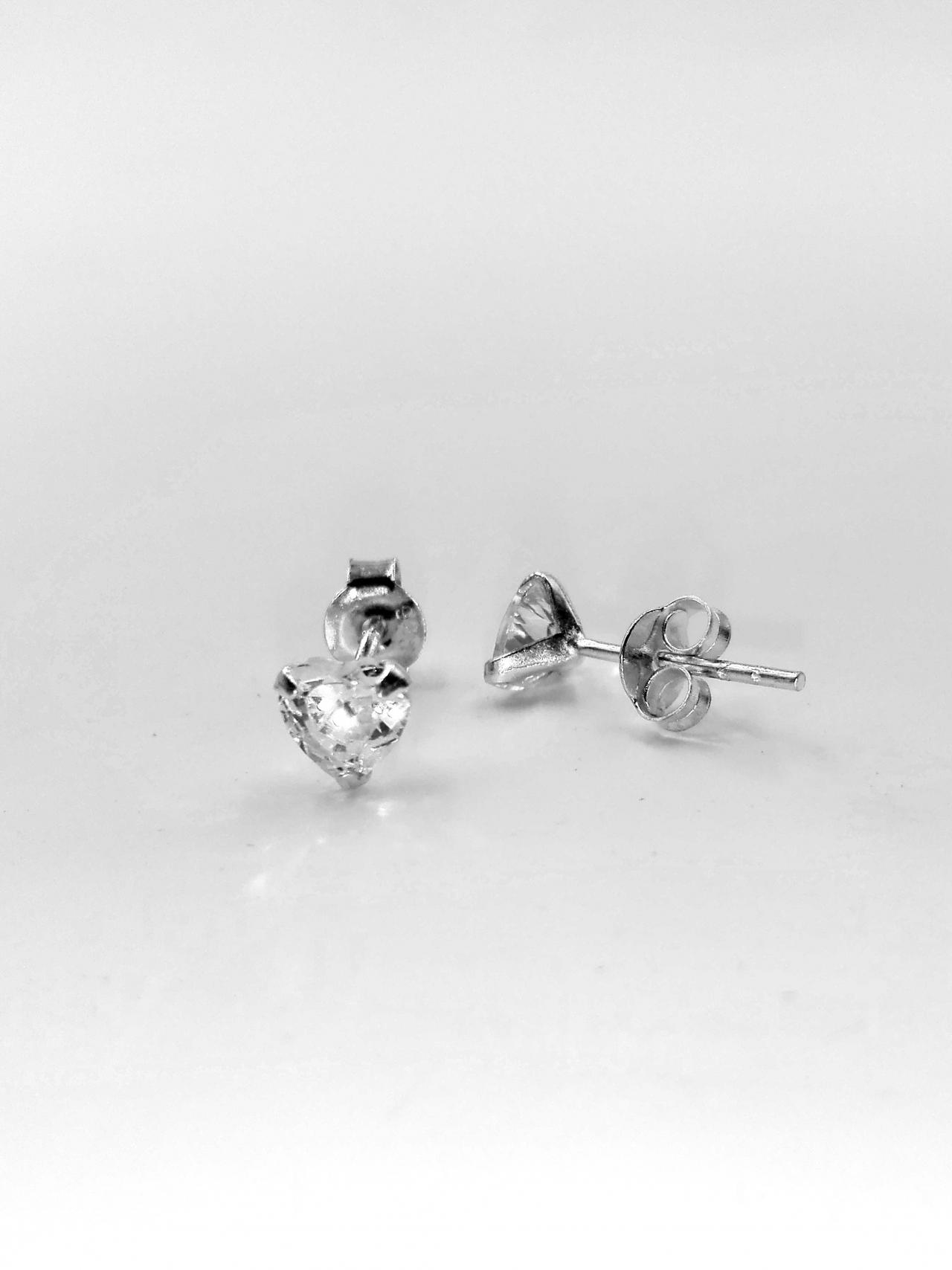 Silver Earrings Diamond, Heart Earrings, Love Earrings, Gemstone Earrings, Crystal Earrings, , Jewelry