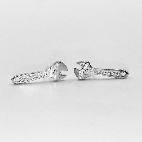 Tiny Wrench Stud Earrings, Dainty Wrench Stud Earrings, 925 Silver